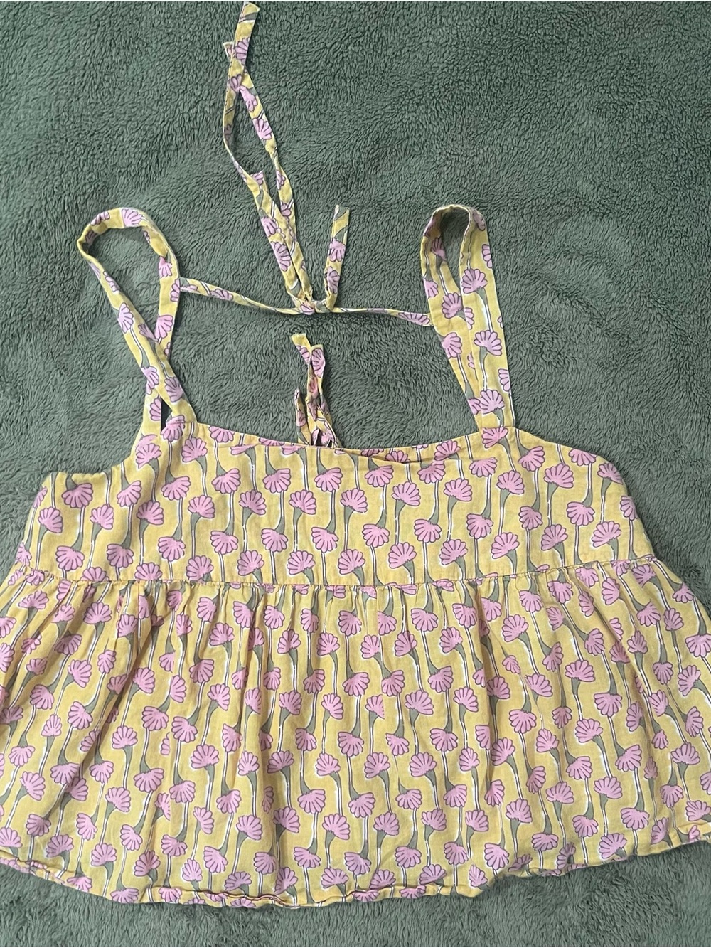 Ciao Lucia Yellow Tank Top with Pink Floral Print